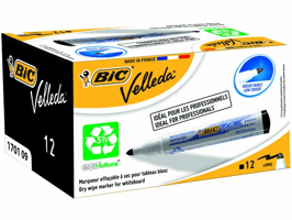 BIC® Velleda 1701 Whiteboardmarker, Ronde Punt, 1,5 mm, Zwart (pak 12 stuks)