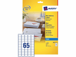 Etiket Avery J8651-10 38.1x21.2mm wit 650stuks