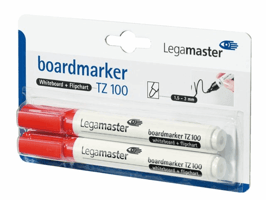 Viltstift Legamaster TZ 100 whiteboard rond 1.5-3mm rood blister à 2 stuks