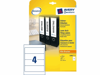 RUGETIKET AVERY ZWECK L6061-25 192X59MM 100ST  artikel afbeelding