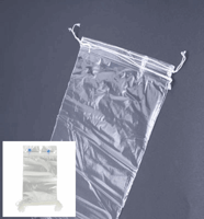 Microgeperforeerde Beugelzak met trekkoord 220x340mm+30 mm, 30 my, geblokt, transparant