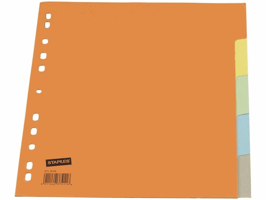 Staples Tabbladen gekleurd karton 11 rings, A4, 5 onbedrukte tabs (set 5 vel)