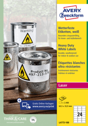 Etiket Avery Zweckform L4773-100 63.5x33.9 2400 etiketten