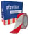 Hdpe afzetlint 80mm x 500mtr. Rood-Wit bedrukking. Per 1 rol.