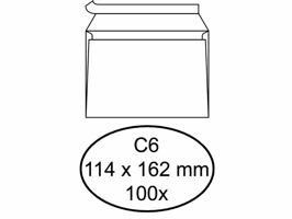 Envelop Quantore bank C6 114x162mm zelfklevend wit 100 stuks