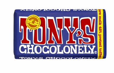 TONY'S CHOCOLONELY DONKER MELK PRETZEL TOFFEE 180GR artikel afbeelding