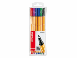 Fineliner STABILO point 88/6 fijn assorti etui à 6 stuks