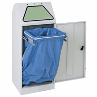 Systeemafvalbak voor kringloopmateriaal MODUL VARIO inhoud 60 l met afvalzakhouder, grijs aluminium / structuur