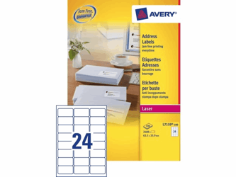 ETIKET AVERY L7159-100 63.5X33.9MM 2400ST artikel afbeelding