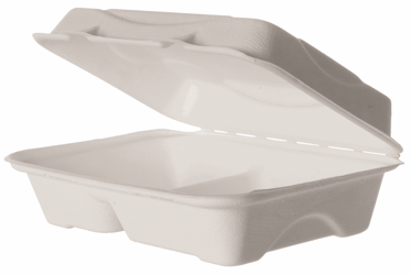  Sugarcane Clamshell 2cmpt 230x150x75mm - 250St. - Merk: EcoProducts  artikel afbeelding