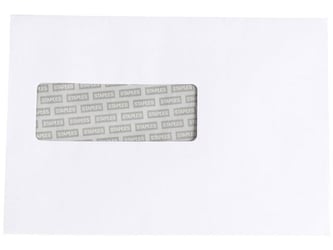 Staples Zakelijke envelop, 156 x 220 mm, met venster, zelfklevende verzegeling, papier, wit (pak 100 stuks)