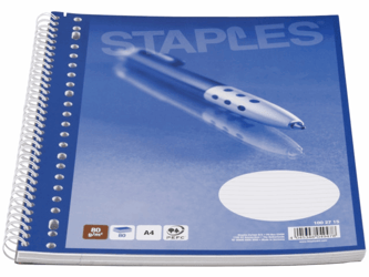 Staples collegeblok A4+, 23 gaats, gelijnd, 5x80 vel (pak 5 x 80 vel) artikel afbeelding