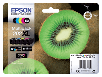 INKCARTRIDGE EPSON 202XL T02G74 ZWART + 3 KL + FZW artikel afbeelding