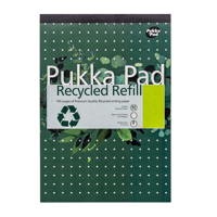 Schrijfblok Pukka Recycled A4 lijn 4-gaats 100 vel 80gr