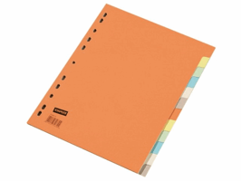 Staples Tabbladen gekleurd karton 11 rings, A4, 12 onbedrukte tabs (set 12 vel)