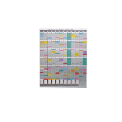 T-kaartplanbord, jaarplanner 12 modules met elk 54 sleuven met 1000 T-kaarten in 10 kleuren