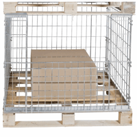 Gaas-opzetframe voor EUR-poolpallet met klep aan 1 lange wand nuttige hoogte