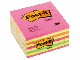 Memoblok Post-it 2028 76x76mm kubus neon kleuren
