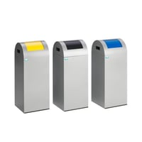 Zelfdovende afvalbak voor kringloopmateriaal inhoud 60 l, b x h x d = 320x800x320 mm zilver, klep geel
