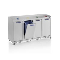 Aluminium afvalbak voor kringloopmateriaal G®-COLLECT inhoud 4x45 l zilverkleurig