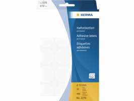 Etiket HERMA 2270 rond 32mm wit 480 stuks