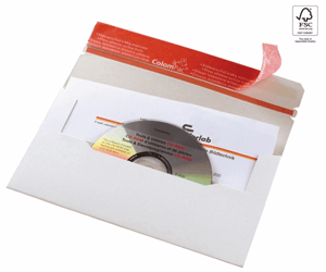 Colompac massief kartonnen cd mailer 220x121mm. Kleur: Wit. CP 040.16
