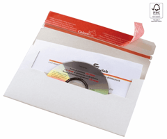 Colompac massief kartonnen cd mailer 220x121mm. Kleur: Wit. CP040.16