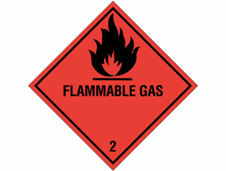 Gevarenetiket A21, 100X100mm rood opdruk zwart. Klasse 2 Flammable Gas artikel afbeelding