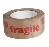 Waarschuwingstape IEZZY papier bruin 50mmx50m rood breekbaar