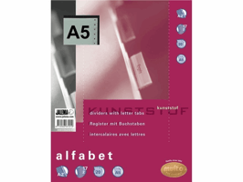 Tabbladen Multo A5 17-gaats alfabet PP grijs
