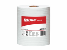 KATRIN CLASSIC centerfeed handdoekrollen Wit, 2 laags, 400 vellen, medium, met huls, 152m (doos 6 x 400 vel)