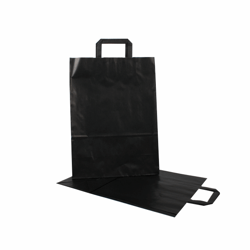 Papieren draagtas met platte zwarte handgreep 22+11x28cm, 80 grams, kleur zwart artikel afbeelding