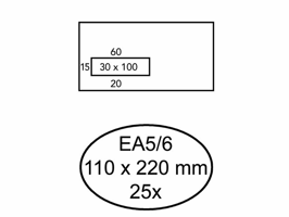 Envelop Quantore 110x220mm venster 3x10cm links zelfklevend 25 stuks