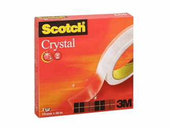 Scotch® 600 Crystal Clear Plakband, 19 mm x 66 m, asgat 76 mm (rol 66 meter) artikel afbeelding