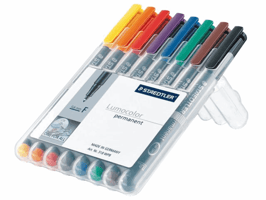 Viltstift Staedtler Lumocolor 318 permanent F set à 8 stuks assorti