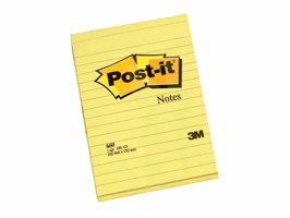 Post-it® Notitieblok Groot Formaat 152 x 102 mm, gelijnd (pak 6 x 100 vel)