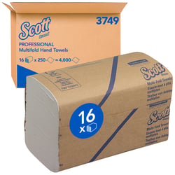 Handdoek Scott m-vouw 1laags 20.3x24cm wit 16x250st 3749