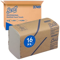 Handdoek Scott m-vouw 1laags 20.3x24cm wit 16x250st 3749