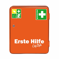 Verbandkast HEIDELBERG City Style h x b x d = 362x302x140 mm, zonder inhoud oranje