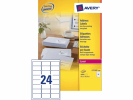 Etiket Avery L7159-250 63.5x33.9mm wit 6000stuks