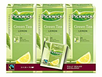 Pickwick Professional Green Tea Lemon, theezakjes, doos, 50 g (pak 75 stuks) artikel afbeelding
