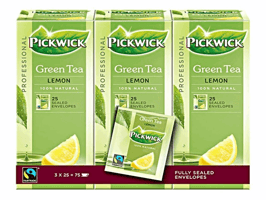 Pickwick Professional Green Tea Lemon, theezakjes, doos, 50 g (pak 75 stuks)