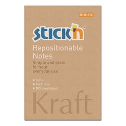 Notitieblok Stick'n 51x76mm kraft/pk6