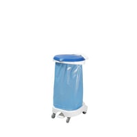 Afvalzakstandaard met voetpedaal en wielen (Dekselkleur: blauw)