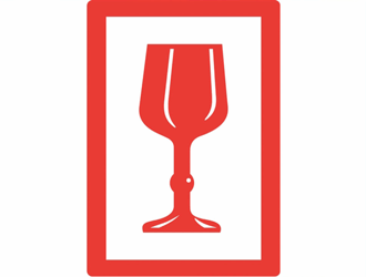 Gevarenetiket A7, 98X79mm wit opdruk rood. Bedrukking Glas artikel afbeelding