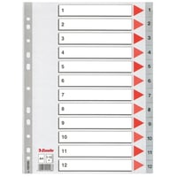 Tabblad Esselte A4 11r 1-12 PP grs