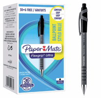 Balpen Paper Mate Flexgrip Ultra medium zwart valuepack 30+6 gratis