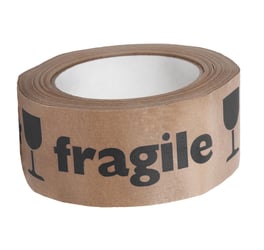 Waarschuwingstape IEZZY papier bruin 50mmx50m breekbaar