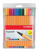 Fineliner STABILO point 88/15 fijn assorti etui à 15 stuks