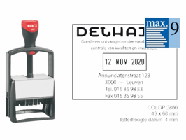 Woord-datumstempel Colop 2860 personaliseerbaar 49x68